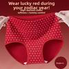 Big Size Women Spring and Autumn Year Pure Cotton High Waist Belly Uncrotch Non-mark Red Triangle Briefs