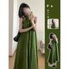 Grünes Neckholder-Kleid Kinder Sommer Neu Vielseitig Meeresurlaub Strandkleid