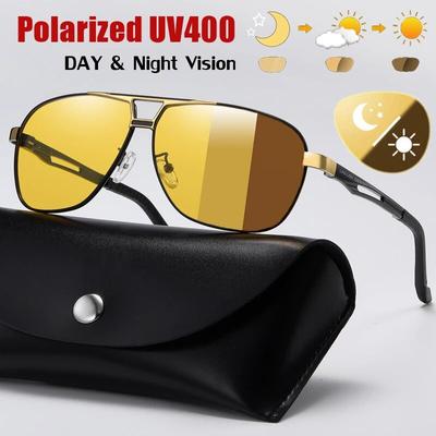 2-in-1-photochrome Sonnenbrille mit Nachtsicht, polarisierte Sonnenbrille für den Außenbereich, Chamäleon-Sonnenbrille für Tag und Nacht, UV400-Linse, Herren-Sonnenbrille zum Autofahren