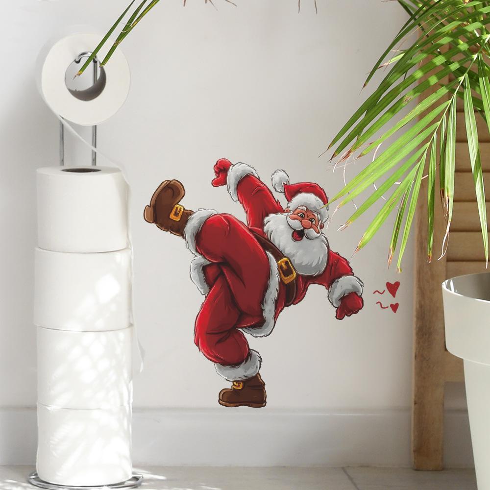 Creative and Funny Santa Claus Bathroom Toilet Home Beautification Wall Stickers