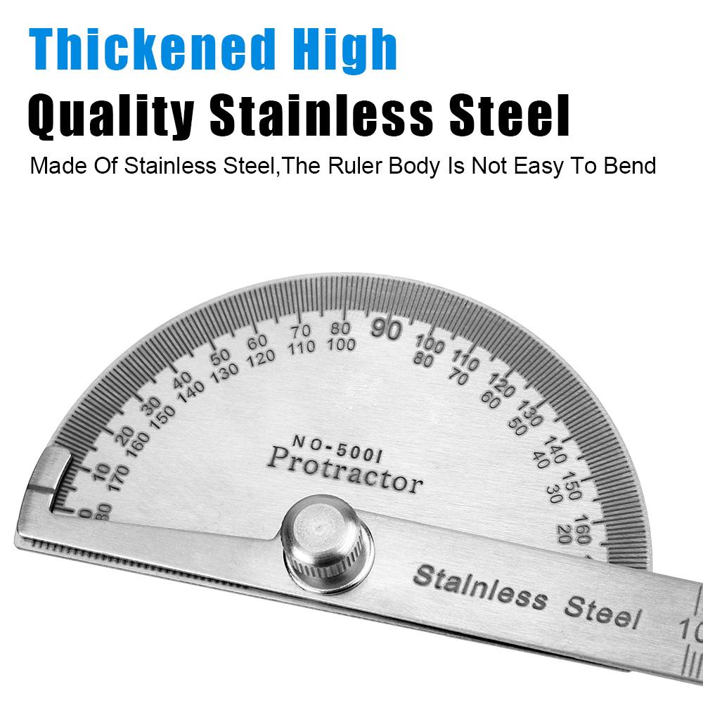 180 Degree Protractor Goniometer Angle Ruler Stainless Steel Woodworking Tools Rotary Measuring Ruler Metal Angle Finder
