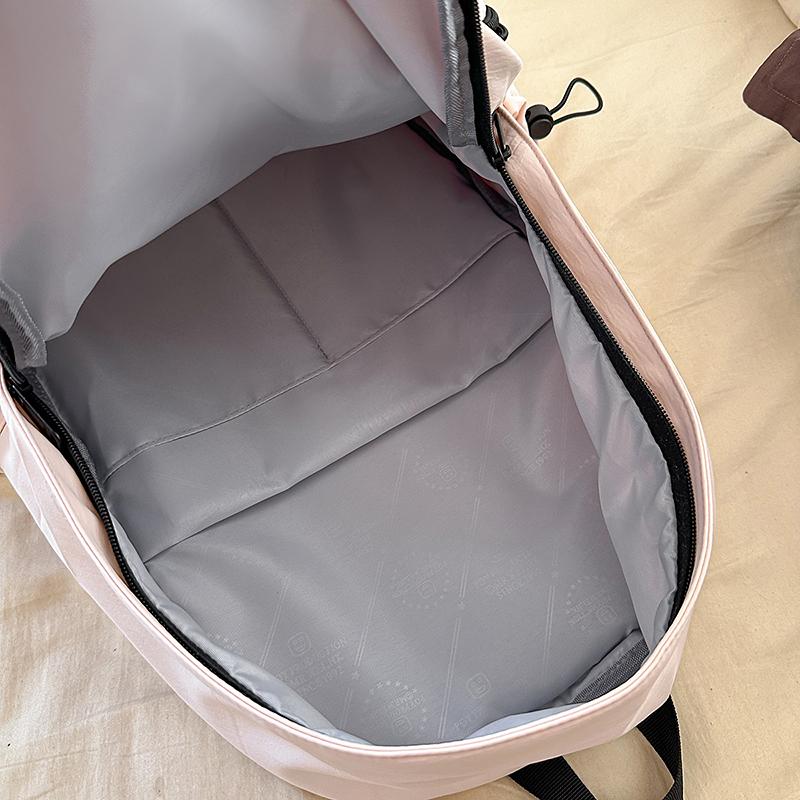 Simple Bow Decoration Backpack Cute Casual Large Capacity Multi Pocket Backpack Student Backpack Fashionable Women's Backpack