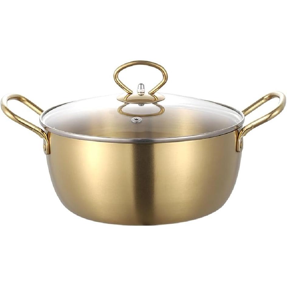 Кастрюля для супа рамен с крышкой, кастрюля для приготовления рамена, кастрюля для корейской лапши, кастрюля для приготовления из алюминиевого сплава с крышкой, кастрюля для бульона для приготовления супа, пасты и 16CM