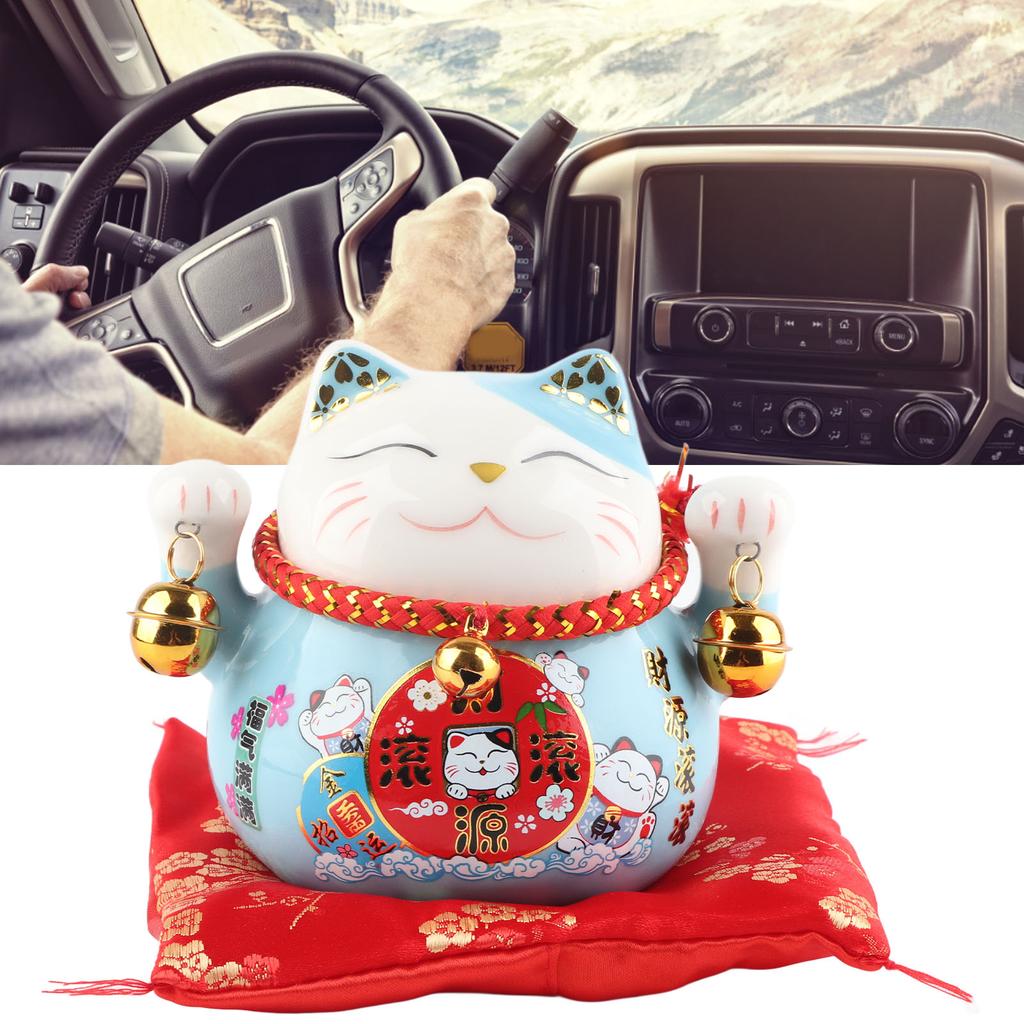 Lucky Cat Coin Bank 4.5in Exquisite Cute Bring Luck Good Ceramic Fortune Cat Saving Pot Desk Decoration