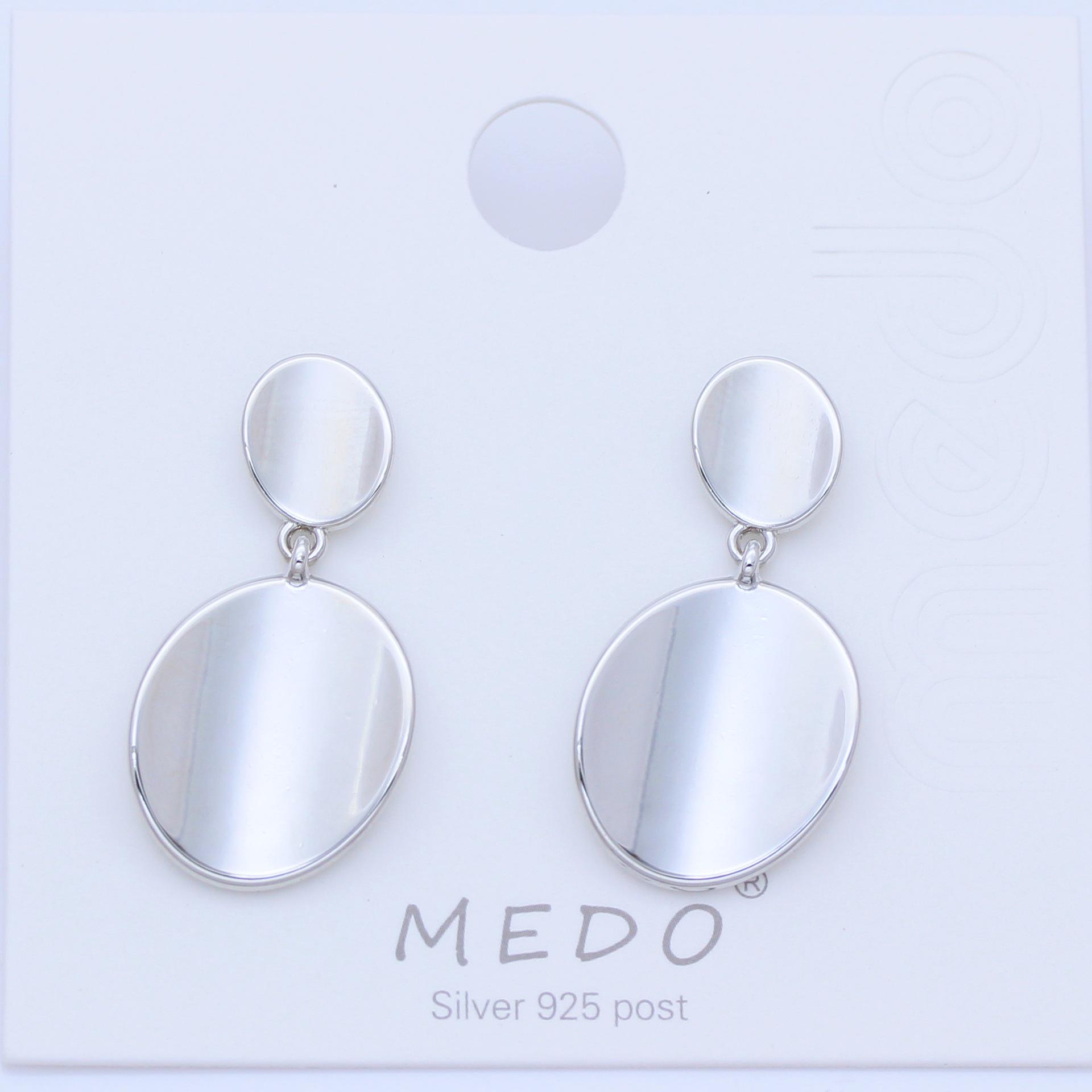 

S925 Silver Needle Gold-Plated Oval Dangle Earrings for Women