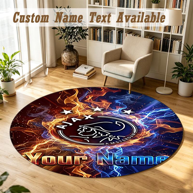 Round Rug Custom NameAjax Amsterdam Pattern Non Slip Carpet Home Floor Decor