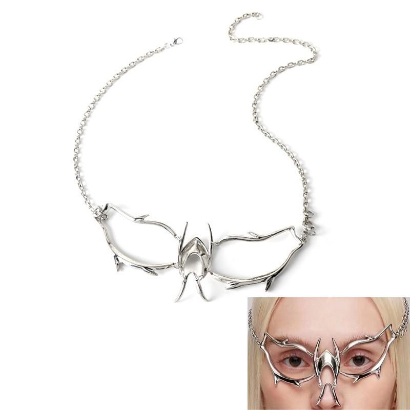 Cyberpunk Metallmaske – Futuristischer verstellbarer Gesichtsschmuck, Unisex Mechanische Gothic Lippen-/Ohrringe