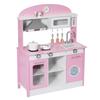 VEVOR Play Kitchen for Kids, Wooden, Kids Kitchen Playset with Real Lights & Sounds, Food & Cookware Accessories, Pretend Play Toy Set