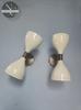 Mid Century Italian Brass Diabolo Wall Sconce Pair - Cream White