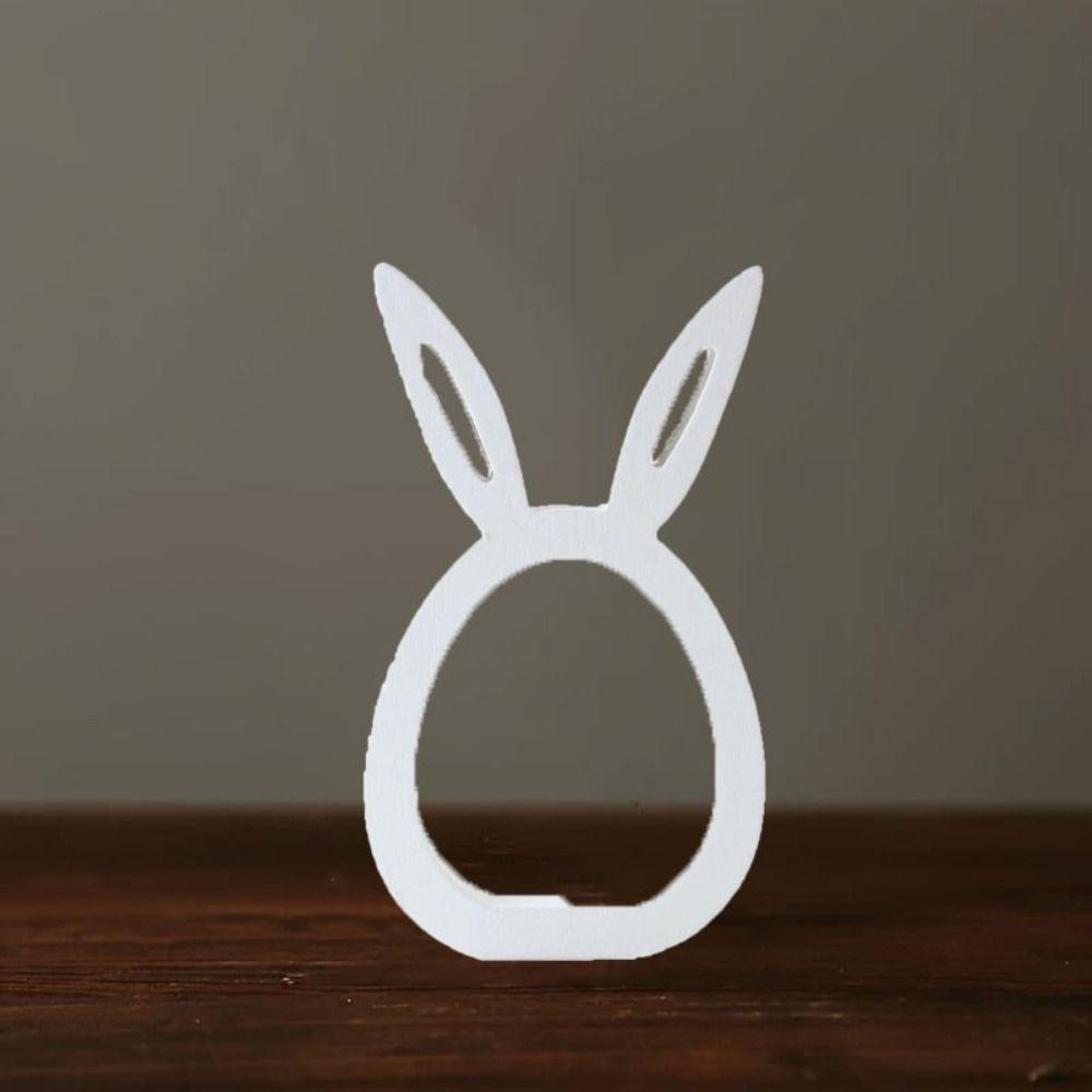 

Hollow Easter Wooden Bunny White Bunny Figurine Wooden Rabbit Ornaments 2024 Easter