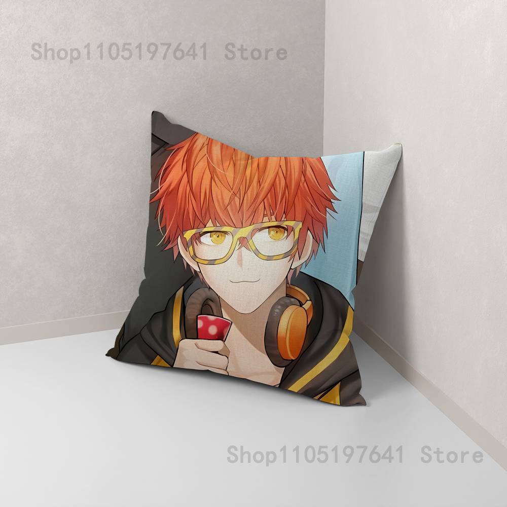 Anime Mystic Messenger Spiel 707 Kissenbezug niedliche Cartoon-FanartikelSchlafzimmer Sofa Dekokissenbezug Weicher Kissenbezug