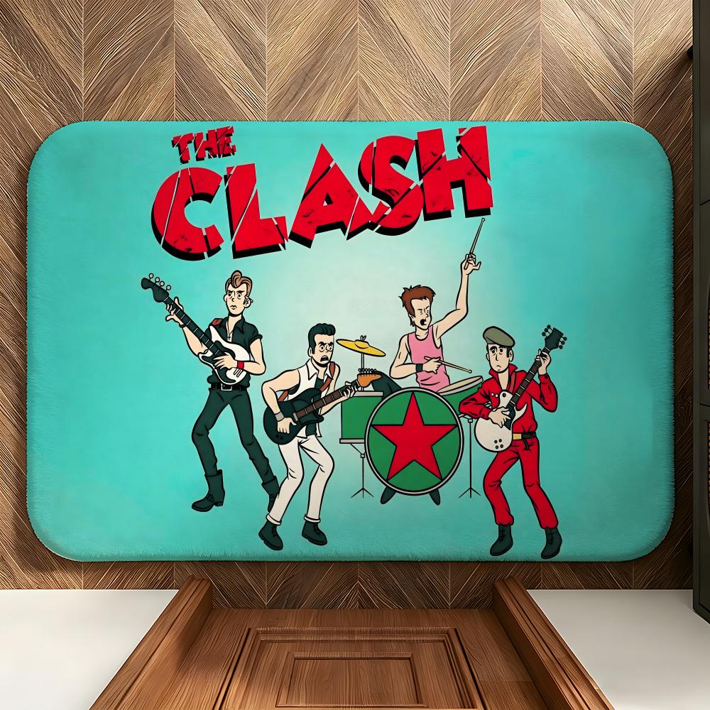 Music T-The C-Clash Floor Mat Soft Flannel Entrance Door Mat Non Slip Absorbent Bathroom Bedroom Floor Rug