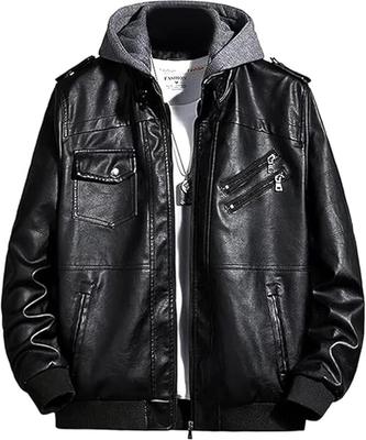 Leather PU Leather Large Windproof Leather Jacket [Kayiyasu] Men's Jacket, Jacket, Hooded, Loose, Size, S-4L, Autumn, Winter, Spring, Riders, Stylish,
