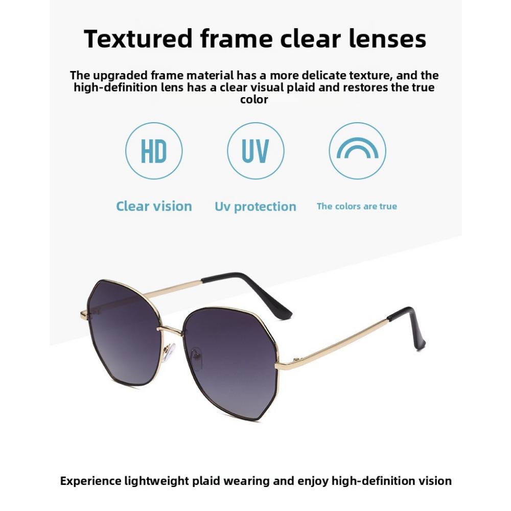 Sunglasses Female Korean Version Tide Shading Polarized Ins Sunglasses Fashion Polygonal Large Frame High Definition UV Protection Glasses