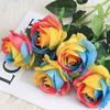 10 Pcs 50cm Rainbow Fake Roses Artificial Flowers Fake Artificial Roses Silk Flowers with Stems for Home Wedding Hotel Office Centerpiece Decor