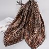 Luxury Square Silk Scarf Leopard Bandana Foulard Satin Hijabs for Women Summer Soft Neckerchief Party Hair Accessories 90x90cm