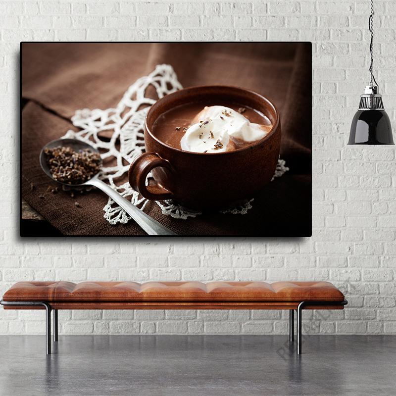 Hot Chocolate Drink HD Pictures Canvas Painting Chocolate Coffee Posters Prints for Coffee Shop Wall Decor Cuadros