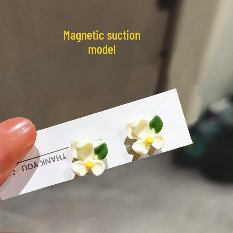 Sweet Camellia No-Piercing Magnetic Butterfly Earrings for Women