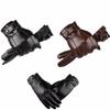 Keep Warm Men's PU Leather Gloves Windproof Motorcycle Full Finger Mittens  Driving