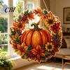 Einzigartige festliche Hängedekoration Herbst Kürbis Sonnenblumenkranz Dekoration, Acryl handbemalte Feiertagsdekoration Fensterdekoration, Thanksgiving Halloween