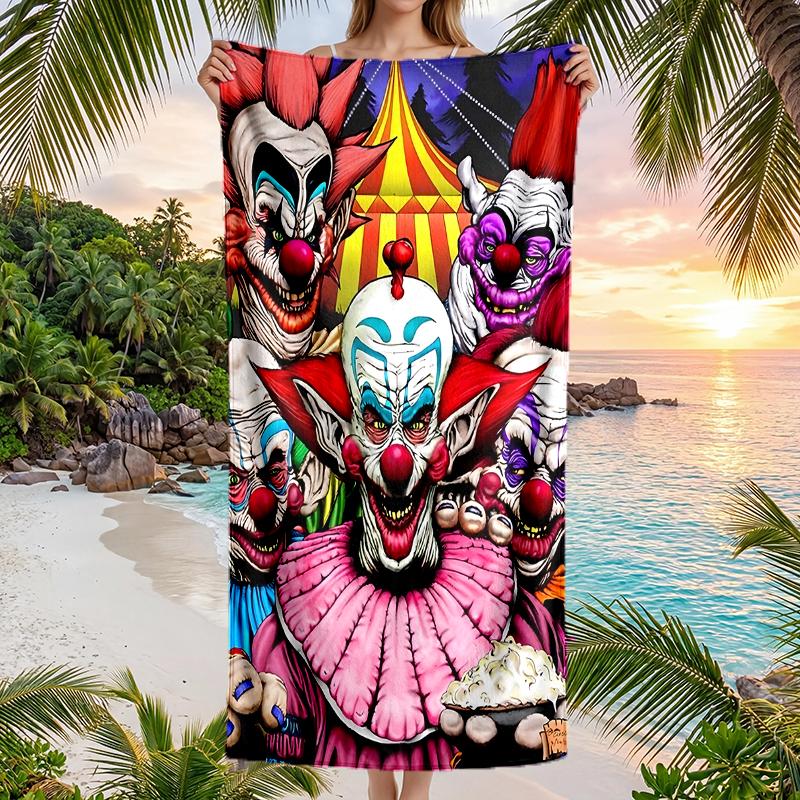 Horror Clown Circus Fashion Beach Towel: Ideal for Summer Adventures Soft, absorbent and quick drying suitable for swimming and bathing