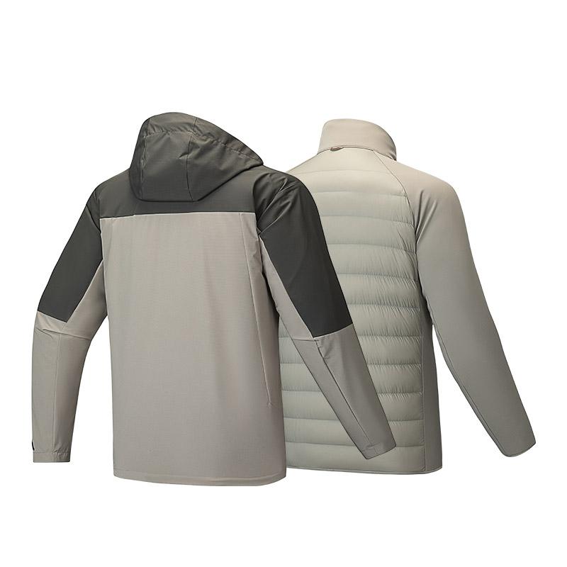 Anta Comfortable Versatile Hiking Waterproof Windproof Breathable Durable Warm Jacket Men Jackets Dark-Water-Green Glacier-Gray 152447632N-5