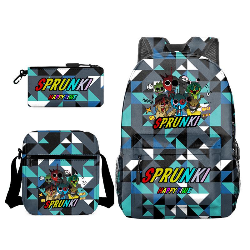 Boys Backpack Rhythm Box Treasure Children's School Bag Anime Satchel Pencil Bag Oxford Cloth Elementary School Student D