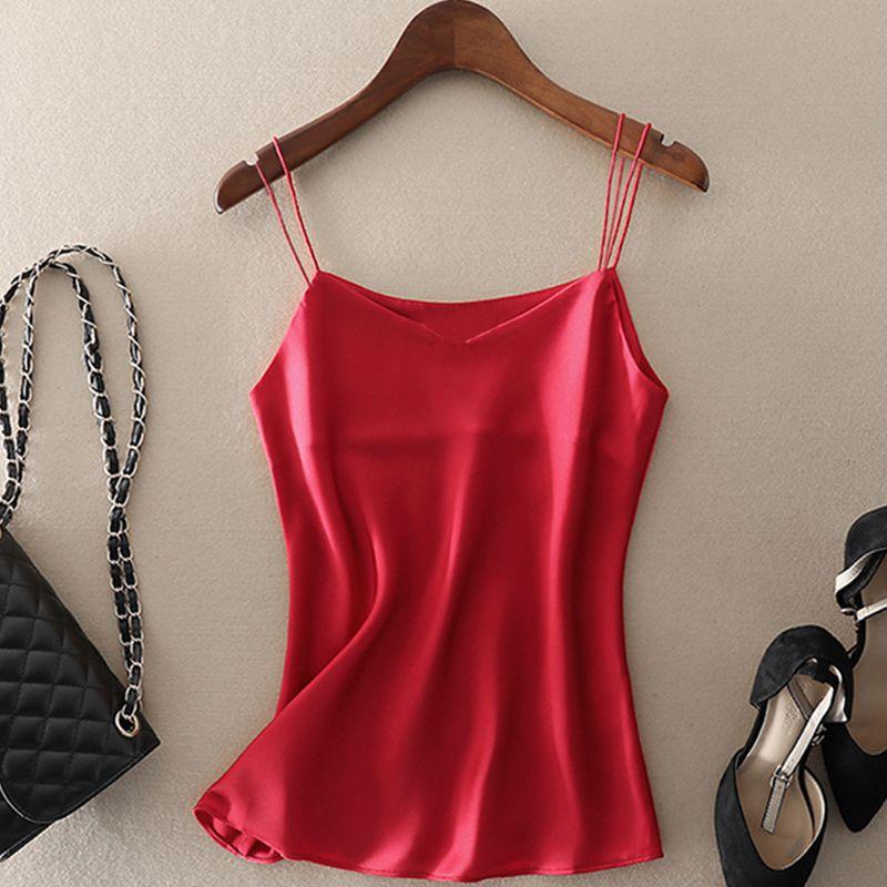 Design Sense V-neck Camisole Summer New Vest, Plus Size Women's Sleeveless Top Base Shirt Solid Color Suit Inner Layer
