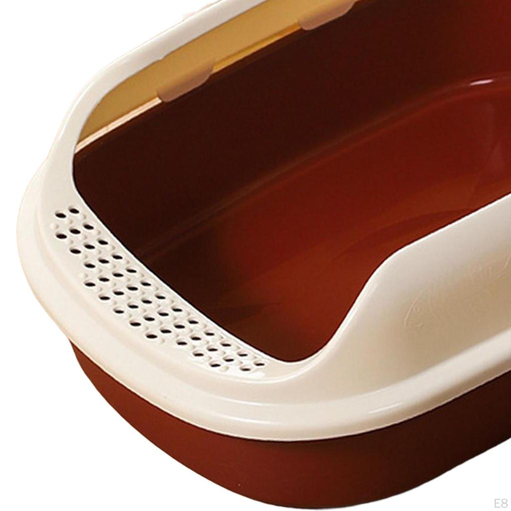 Cat Anti Splashing Kitten Potty Toilet Semi Enclosed High Sided Sandbox Bedpan for Indoor Cats,
