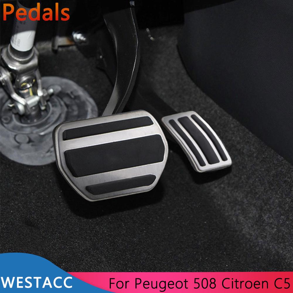 Edelstahl Auto Pedale Gaspedal Kupplung Bremspedal Abdeckung für Peugeot 508 für Citroen C5 2012-2014 C6 AT MT