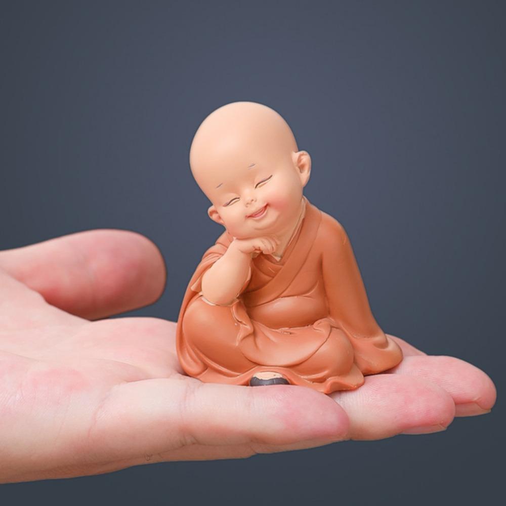 Little Monk Figurine Mini Monk Statue Cute Buddha Statue Adorable Baby Little Monk Decoration Creative Little Ornament