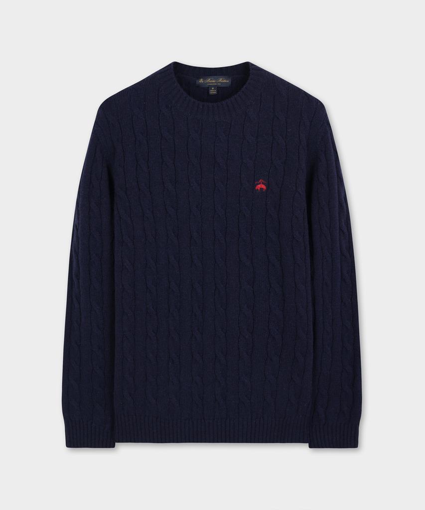 BROOKS BROTHERS Shetland Cable Pullover Sweater (Navy) (Bbwrmog421)