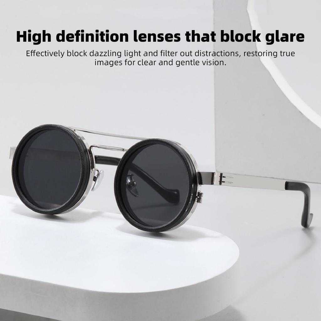 Adjustable Tint Sunglasses Round 1-9 Gears Polarized Sunglasses with ND Filter Lenses for Driving Fishing Outdoor Use