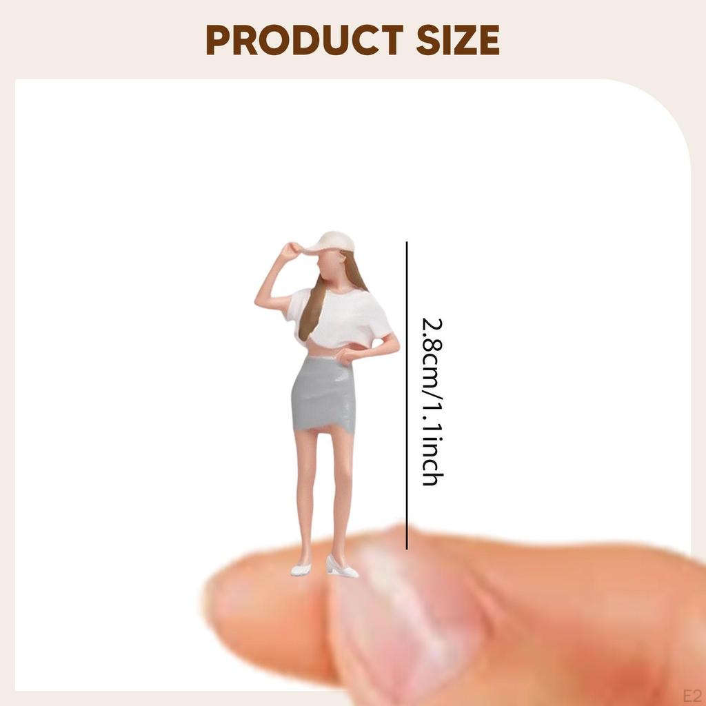 1/64 Scale Hat Girl Figure Tiny People Tabletop Decoration Diorama Accessory Display Mini Rein