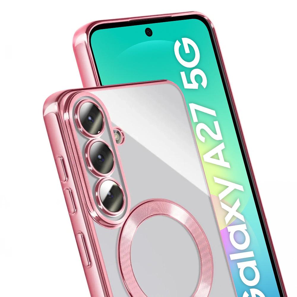 Transparent Case for Samsung Galaxy A27 5G, Electro MagSafe, Pink Frame