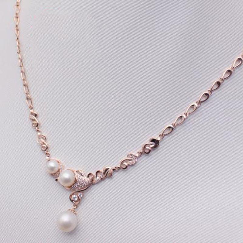 Purple Gold Fashion Luxury High-End Exquisite Foreign Gas Plated Rose Gold Shining Pearl Necklace