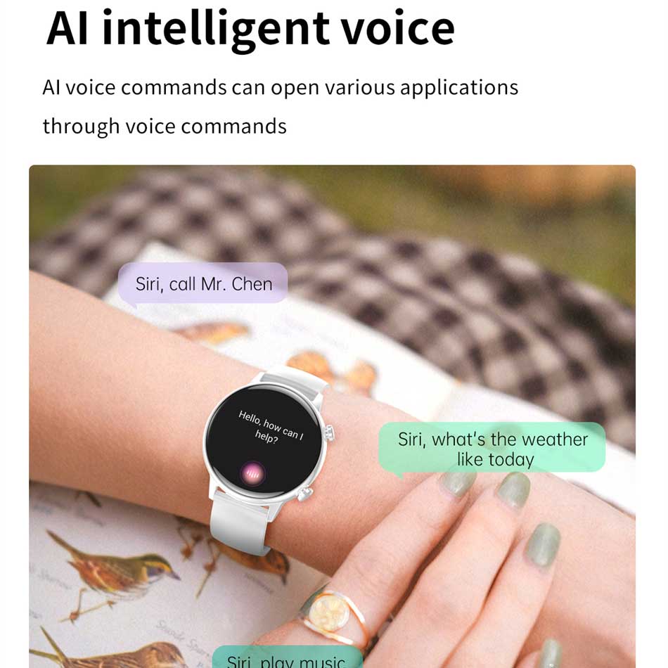 Smart Talk Watch Damen AMOLED Display NFC Steuerung Mass Dail Bluetooth Anruf Smartwatch Herzfrequenz Blutdruck Frauengesundheit