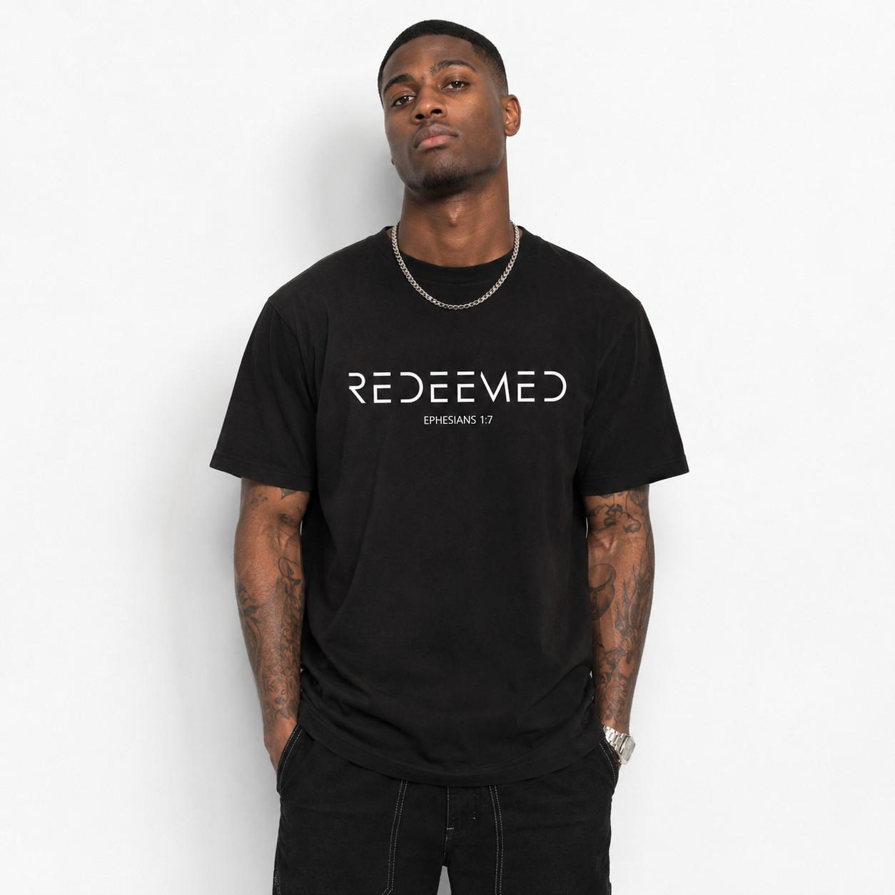 Redeemed Ephesians 1:7 Christian Graphic Tee - Modern Minimalist Faith T-Shirt XXXXL
