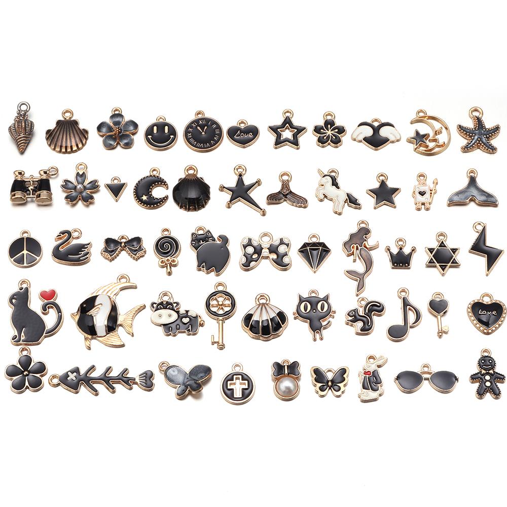 10Pcs MultiColor Alloy Drop Oil Mini Pendant Butterfly Flower Heart Shape Pendant For DIY Craft Keychain Necklace Jewelry Making