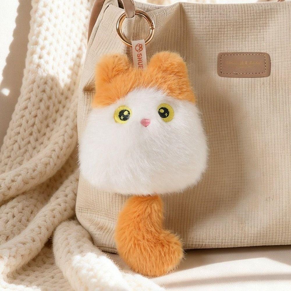Cute Cat Cat Plush Doll Keychain Soft Fluffy Kitten Plush Keychain Cat Plush Pendant Gift for Boy