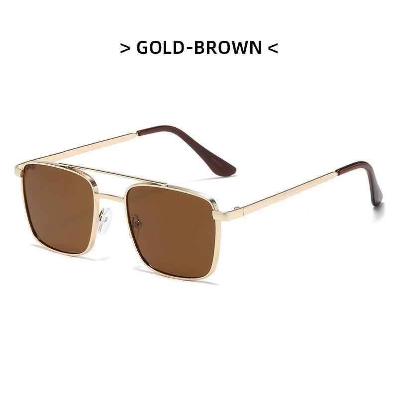 Fashion Metal Square Frame Women's Outdoor Sunglasses Classic Double Beam Glasses