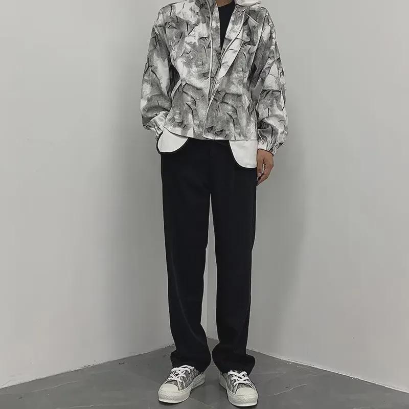 Men's Classic Solid Color Pleated Casual Trousers - Versatile, Loose-Fit for Spring and Autumn, Korean Business Style