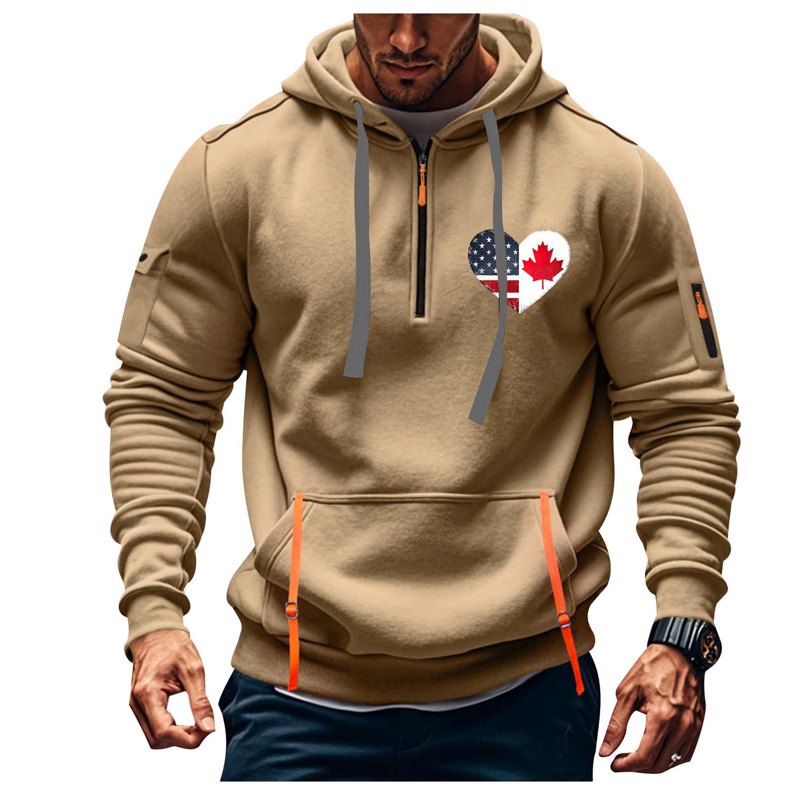 

2024 Men s Multi-Pocket Zip-Up Casual Hoodie Jacket for Fall and Winter 5XL