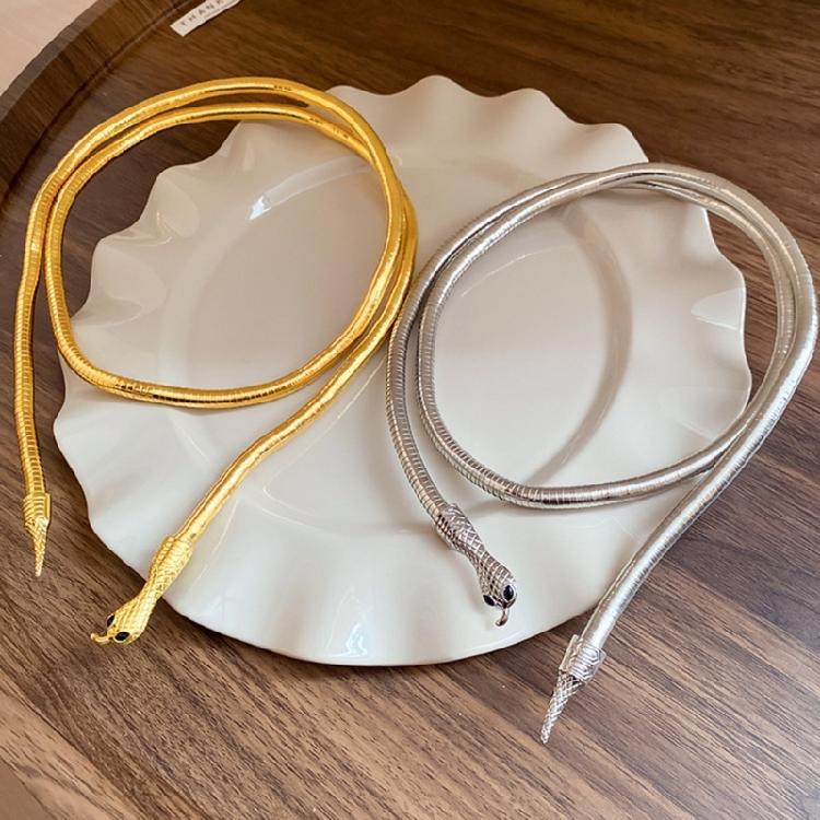 Fashionable Gold/Silver Snake Necklace Versatile Snake Necklace Neck Chain With Two Wearing Options For Chic Outfits