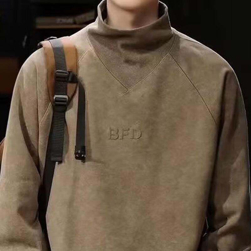 MaoRen Men's Semi-High Neck Heavyweight Long-Sleeve T-Shirt