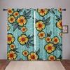 Sunflower Floral Vintage On Sale Blackout Window Curtain for Bedroom Living Room Bathroom Kicthen Door Thick High Shading New