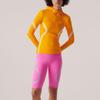 adidas X Stella McCartney SS23 Pantaloncini da Fitness a Strisce, Tasca Posteriore con Zip Sottili Traspiranti Fondo Sportivo per Donna Crema Rosa HS1712