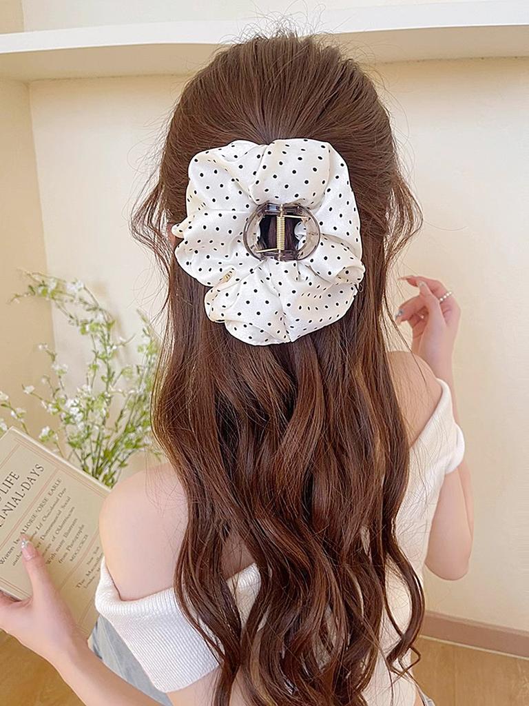 1Pcs Korean Dot Print Bow Hair Grab Clip Simple Retro Hair Claws for Women Harajuku Versatile Hair Accessories Girl
