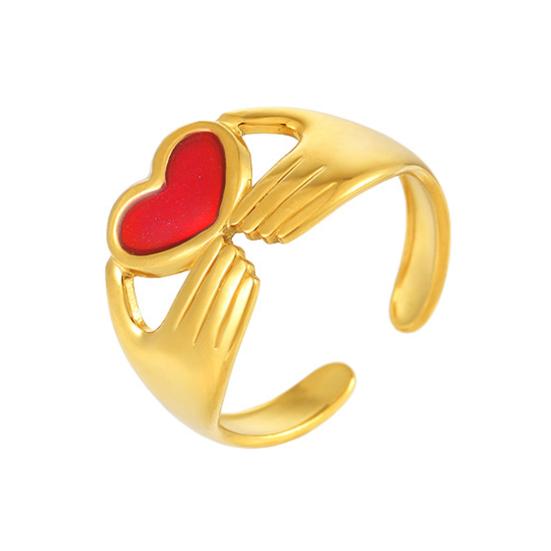 Holding Heat Hands Open Women Adjustable Ring for Enamel