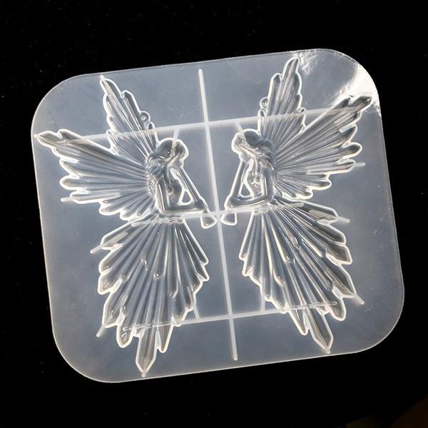 Crystal Epoxy Resin Mold Girl with Flute Angel Mirror Shiny Silicone Mould DIY Crafts Decorations Ornaments Casting Tool